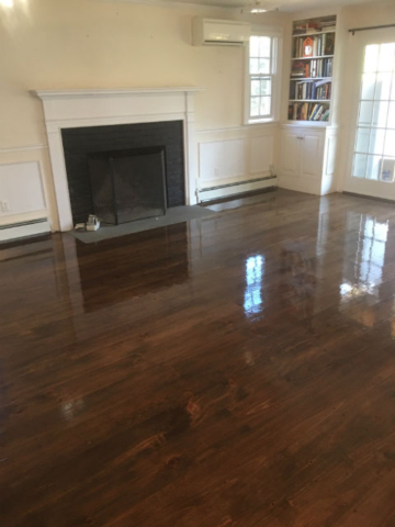 Pine Floor Sanding with Early American Stain in Concord MA