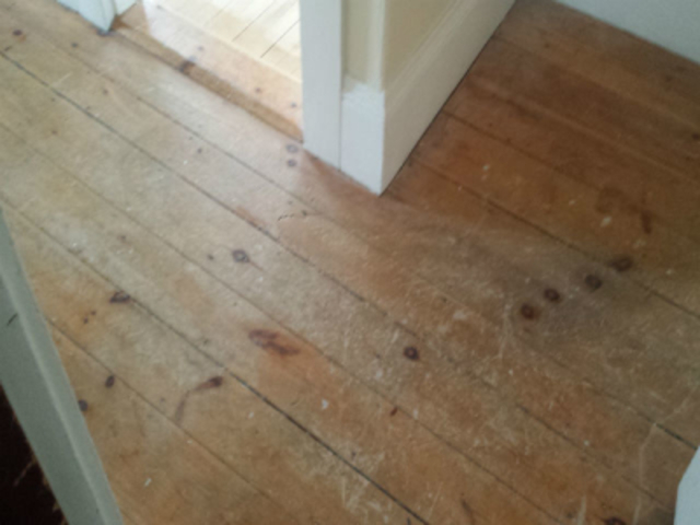 Damaged Pine Floor Refinishing