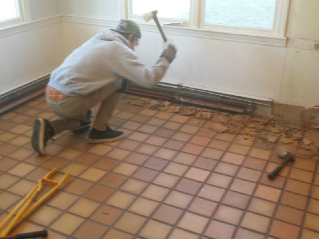 Tile Removal & New Wood Floor - Lynnfield MA